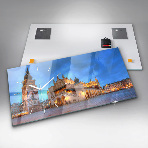 Ceas orizontale de perete din sticlă Piața principală din Cracovia