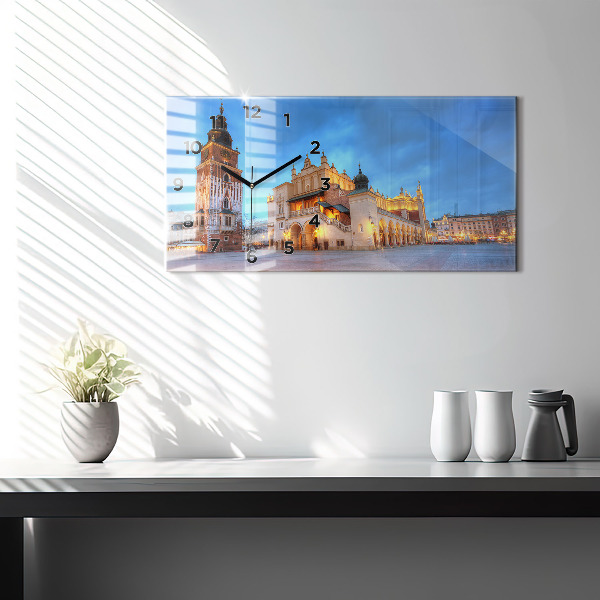 Ceas orizontale de perete din sticlă Piața principală din Cracovia