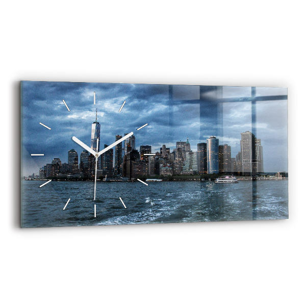 Ceas orizontale de perete din sticlă Panorama orașului New York