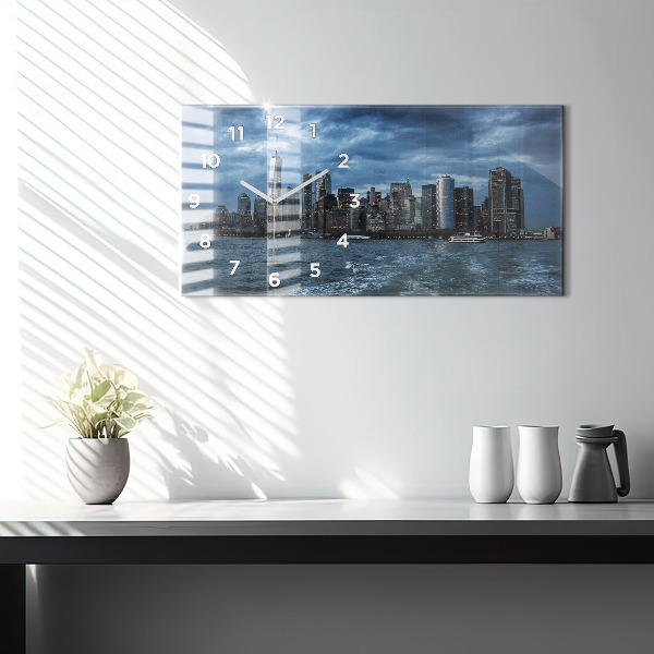 Ceas orizontale de perete din sticlă Panorama orașului New York