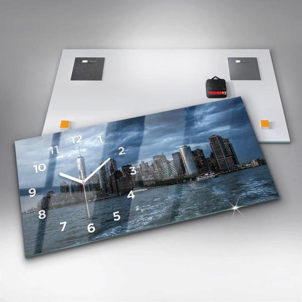 Ceas orizontale de perete din sticlă Panorama orașului New York