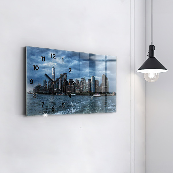 Ceas orizontale de perete din sticlă Panorama orașului New York