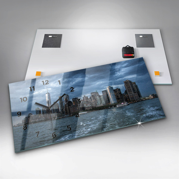 Ceas orizontale de perete din sticlă Panorama orașului New York