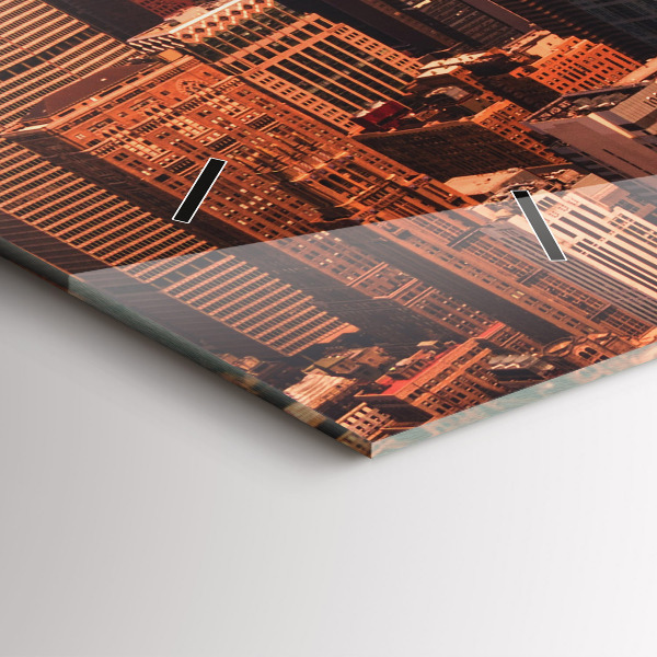 Ceas orizontale de perete din sticlă Panorama orasului apusului