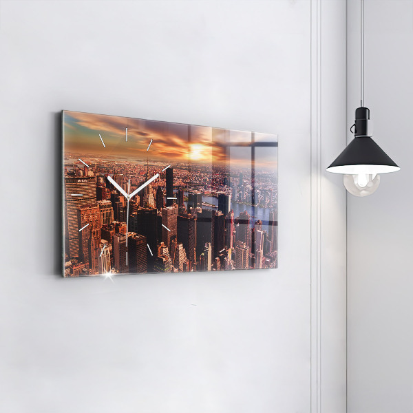 Ceas orizontale de perete din sticlă Panorama orasului apusului