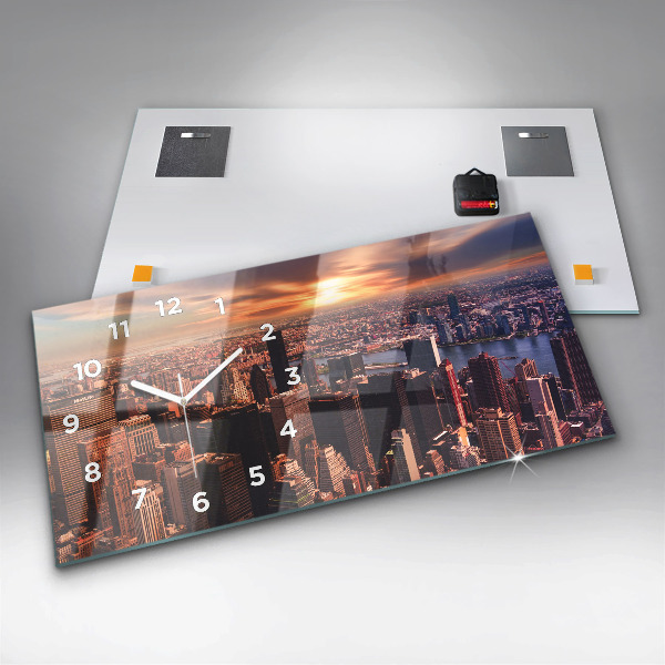 Ceas orizontale de perete din sticlă Panorama orasului apusului
