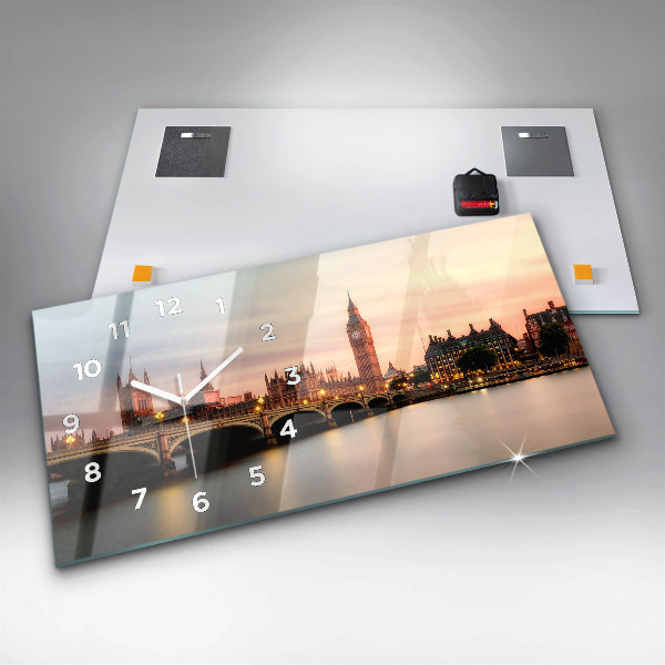 Ceas orizontale de perete din sticlă Orizontul Big Ben a Londrei
