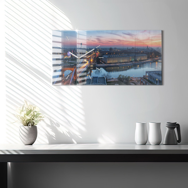 Ceas orizontale de perete din sticlă Wrocław dintr-o dronă