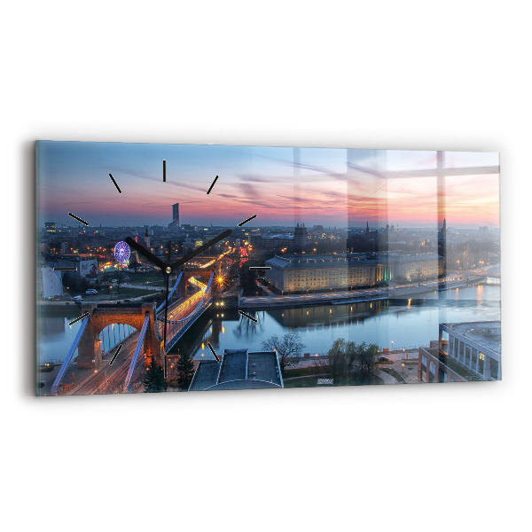 Ceas orizontale de perete din sticlă Wrocław dintr-o dronă