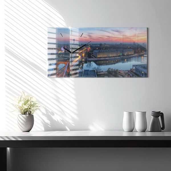 Ceas orizontale de perete din sticlă Wrocław dintr-o dronă