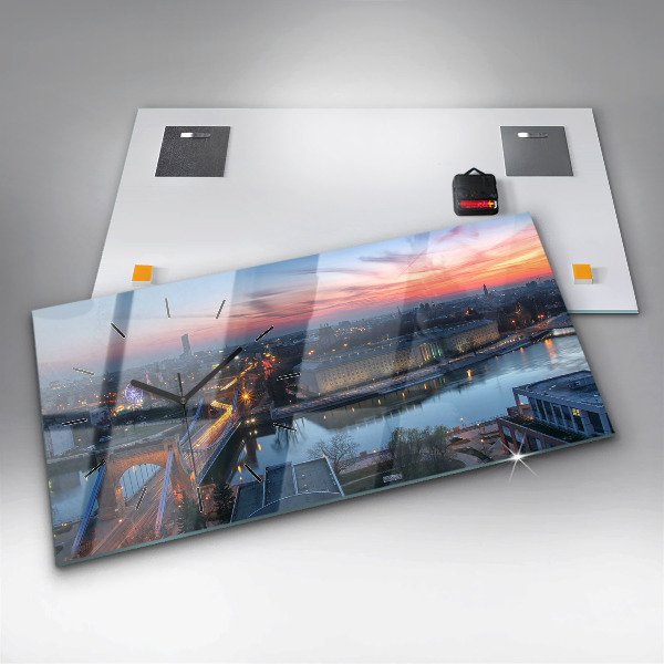 Ceas orizontale de perete din sticlă Wrocław dintr-o dronă