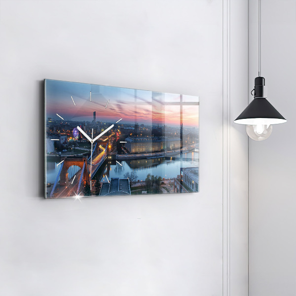 Ceas orizontale de perete din sticlă Wrocław dintr-o dronă