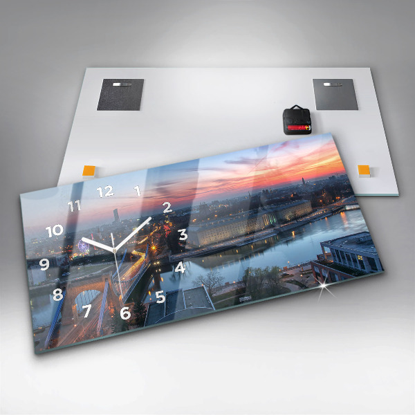 Ceas orizontale de perete din sticlă Wrocław dintr-o dronă