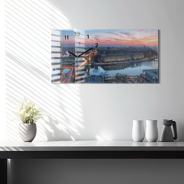 Ceas orizontale de perete din sticlă Wrocław dintr-o dronă