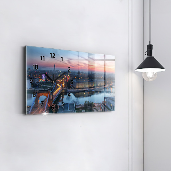 Ceas orizontale de perete din sticlă Wrocław dintr-o dronă