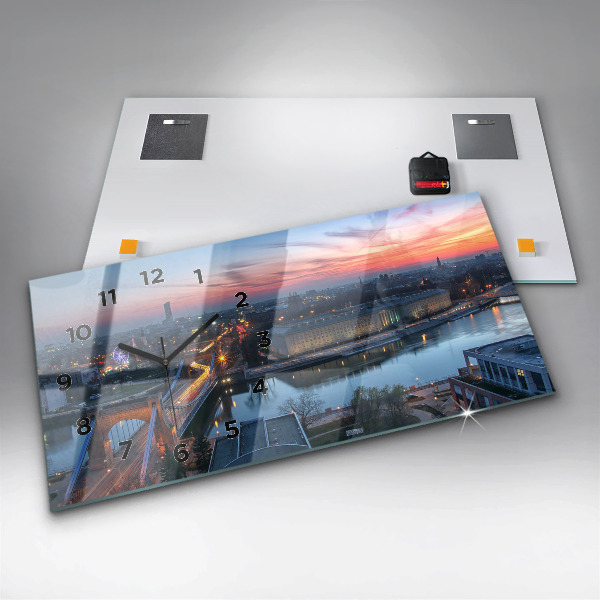 Ceas orizontale de perete din sticlă Wrocław dintr-o dronă