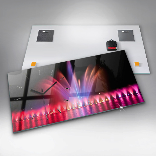 Ceas orizontale de perete din sticlă Fântâna Wrocław noaptea