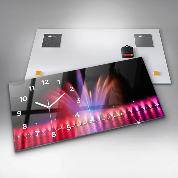 Ceas orizontale de perete din sticlă Fântâna Wrocław noaptea