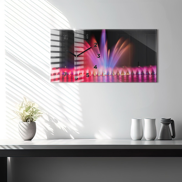 Ceas orizontale de perete din sticlă Fântâna Wrocław noaptea