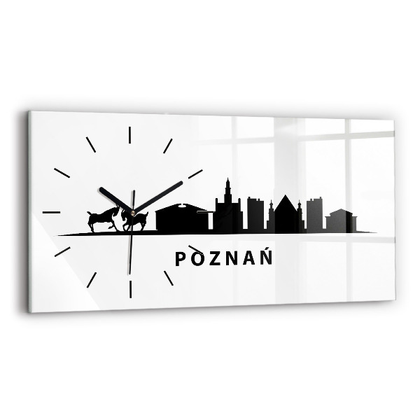 Ceas orizontale de perete din sticlă Grafică panoramică Poznań