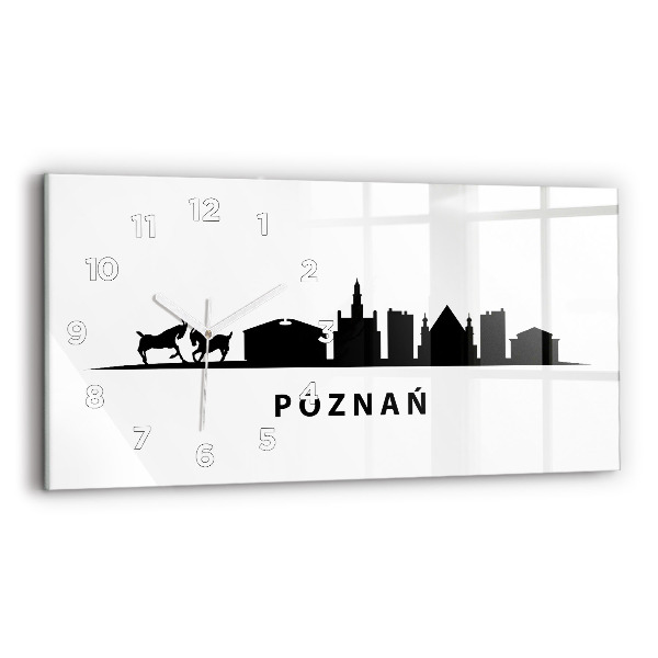 Ceas orizontale de perete din sticlă Grafică panoramică Poznań