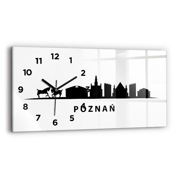 Ceas orizontale de perete din sticlă Grafică panoramică Poznań