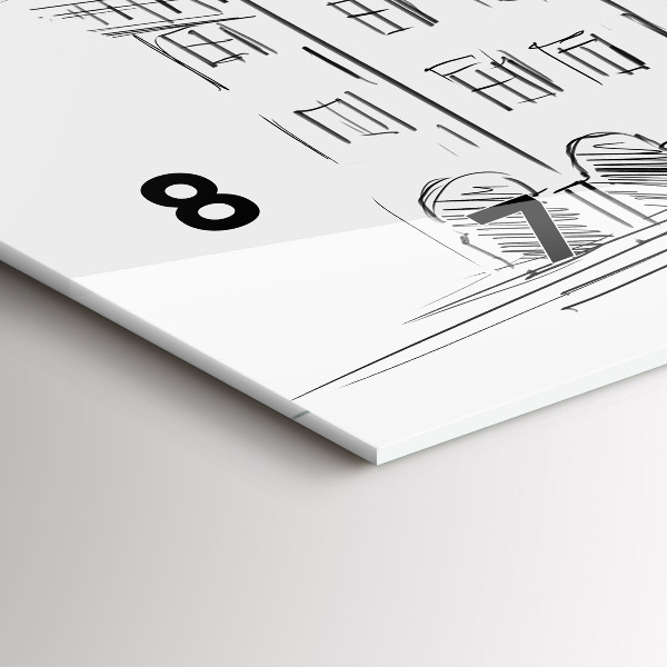 Ceas orizontale de perete din sticlă Schiță a orașului vechi Poznań