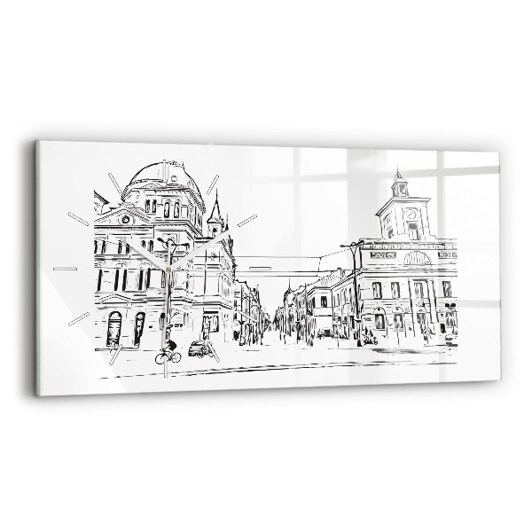 Ceas orizontale de perete din sticlă Ilustrația orașului Poznań