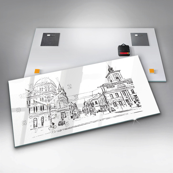 Ceas orizontale de perete din sticlă Ilustrația orașului Poznań