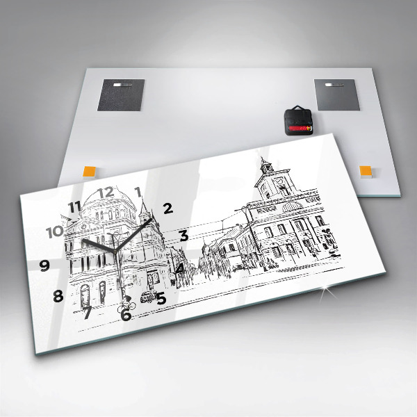 Ceas orizontale de perete din sticlă Ilustrația orașului Poznań
