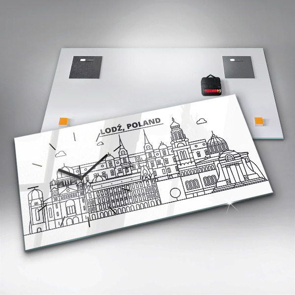 Ceas orizontale de perete din sticlă Panorama arhitecturii Łódź