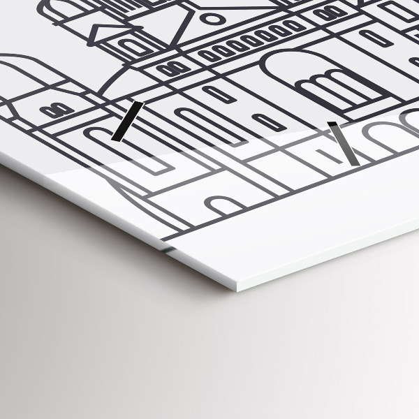 Ceas orizontale de perete din sticlă Panorama arhitecturii Łódź