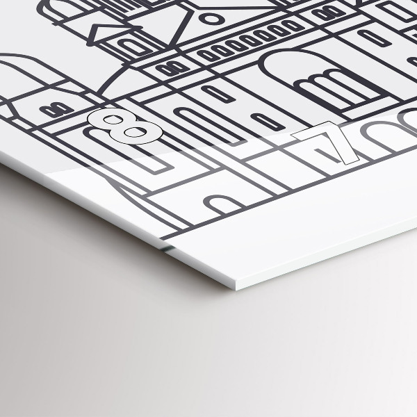 Ceas orizontale de perete din sticlă Panorama arhitecturii Łódź