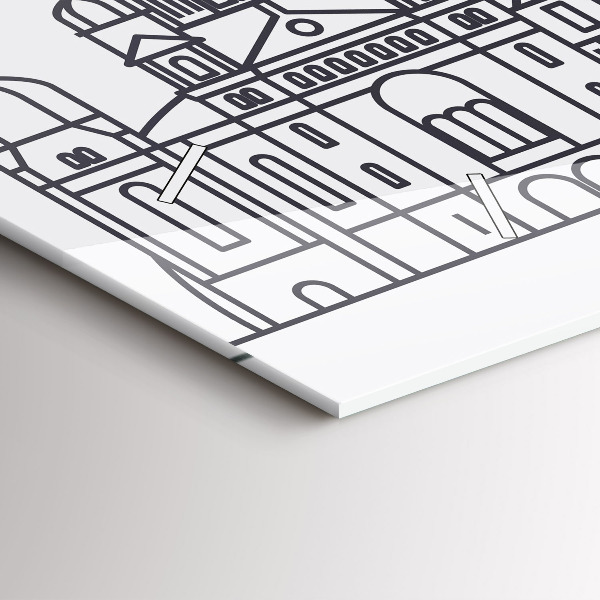 Ceas orizontale de perete din sticlă Panorama arhitecturii Łódź