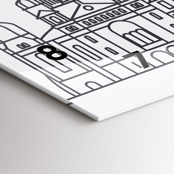 Ceas orizontale de perete din sticlă Panorama arhitecturii Łódź