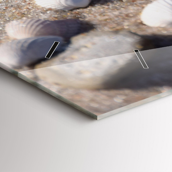 Ceas orizontale de perete din sticlă Scoici pe plajă