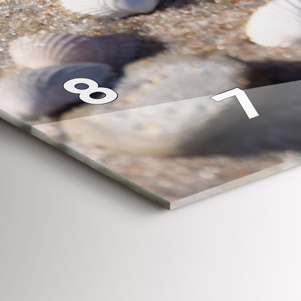 Ceas orizontale de perete din sticlă Scoici pe plajă