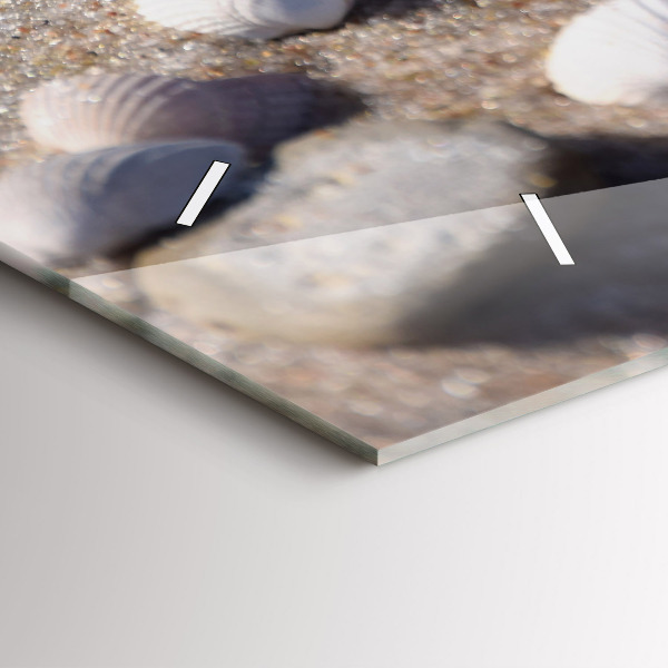 Ceas orizontale de perete din sticlă Scoici pe plajă