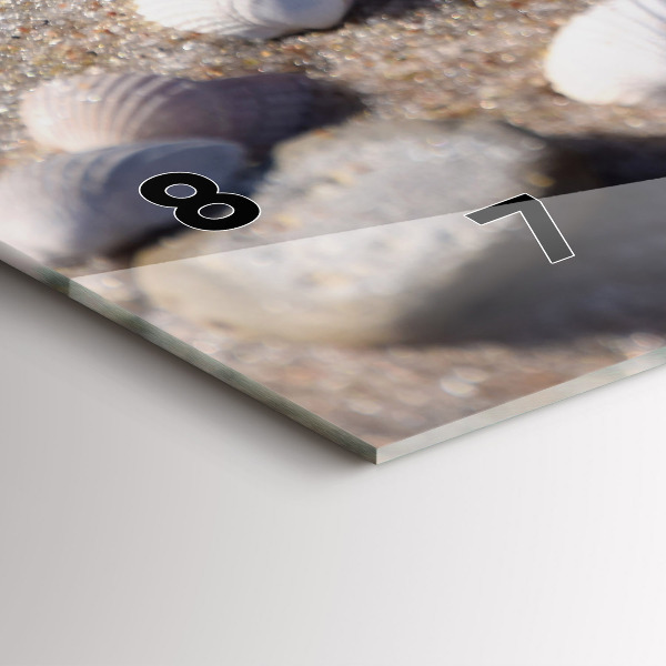 Ceas orizontale de perete din sticlă Scoici pe plajă