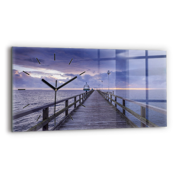 Ceas orizontale de perete din sticlă Pier pe Marea Baltică