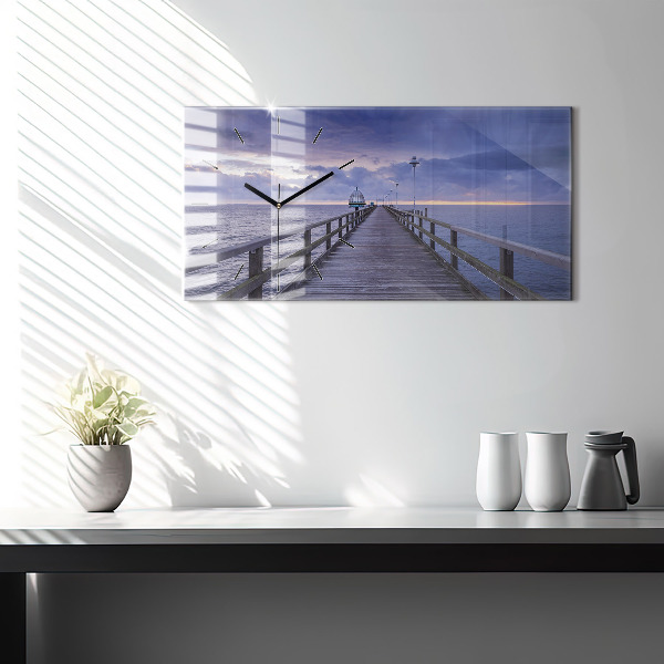Ceas orizontale de perete din sticlă Pier pe Marea Baltică