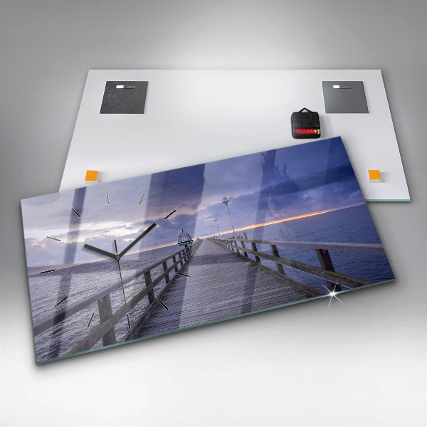 Ceas orizontale de perete din sticlă Pier pe Marea Baltică