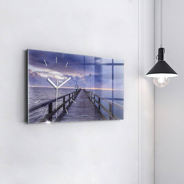 Ceas orizontale de perete din sticlă Pier pe Marea Baltică