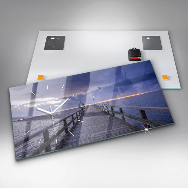 Ceas orizontale de perete din sticlă Pier pe Marea Baltică