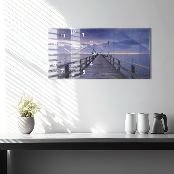 Ceas orizontale de perete din sticlă Pier pe Marea Baltică