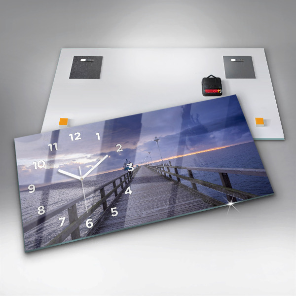 Ceas orizontale de perete din sticlă Pier pe Marea Baltică