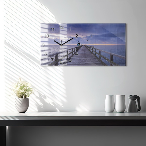 Ceas orizontale de perete din sticlă Pier pe Marea Baltică