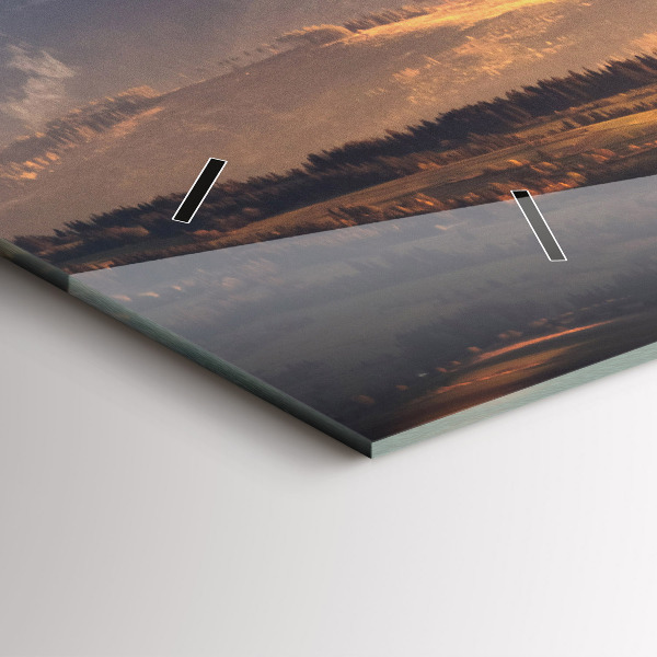 Ceas orizontale de perete din sticlă Munții Tatra în panorama montană de iarnă