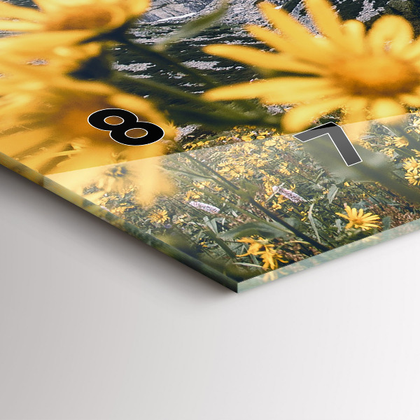 Ceas orizontale de perete din sticlă Lunca de flori în munți