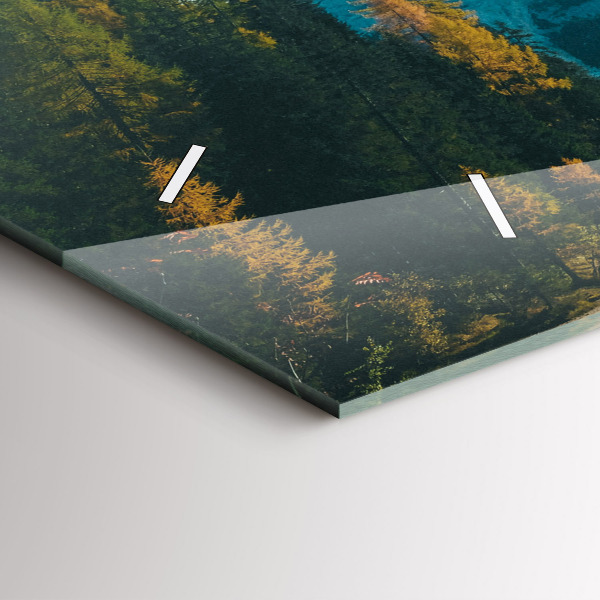 Ceas orizontale de perete din sticlă Munte și râu în Polonia